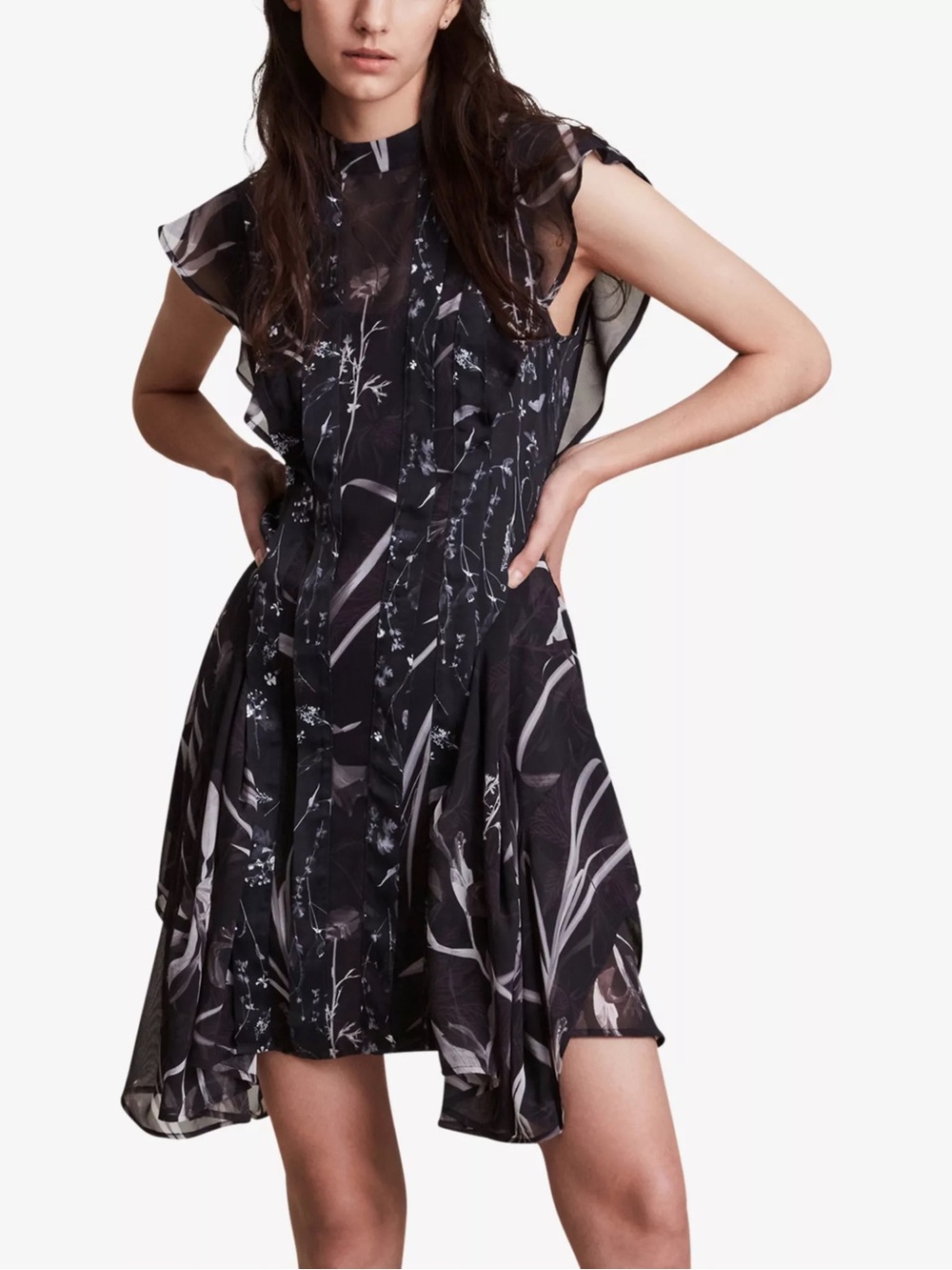 All Saints Fleur Rutland Asymmetrical Dress